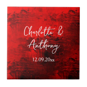Bröllop Kreativ Abstrakt Artwork Red Kakelplatta