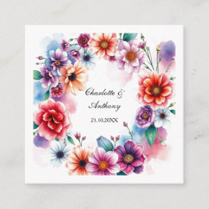 Bröllop Kreativ Blommigt Namn av par och datum Tilläggskort