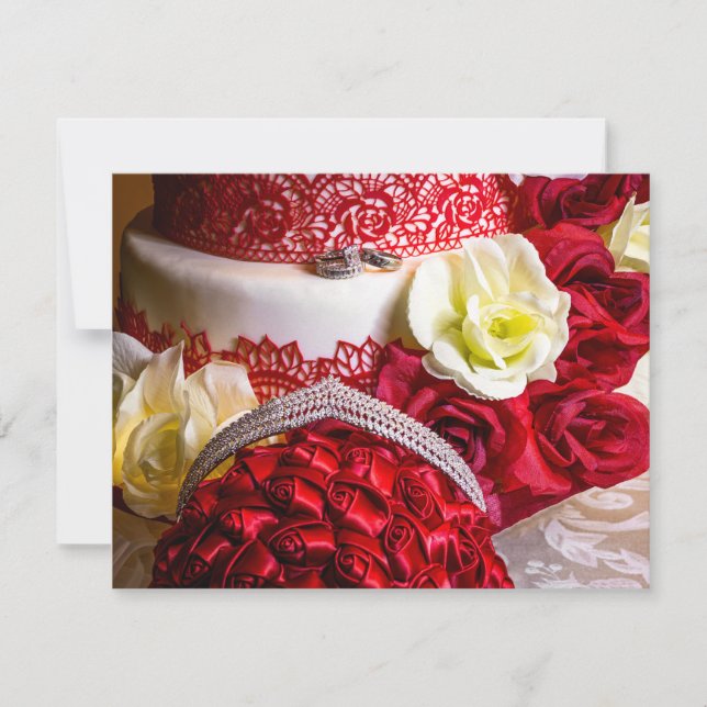 Bröllop kummel med Bouquet & Ringar Inbjudningar (Framsida)