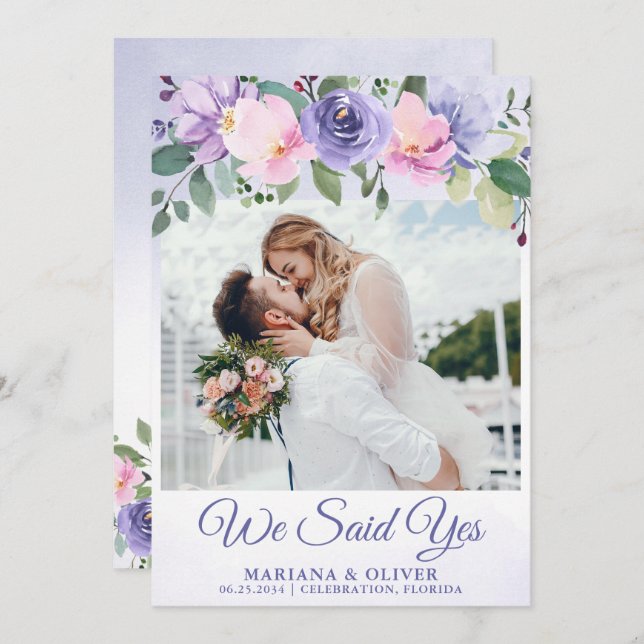 Bröllop-kungörelsen Modern Rosa Blommigt Inbjudningar (Fram/baksida)