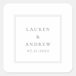 Bröllop-kuvert Grått-modern minimalistisk Fyrkantigt Klistermärke