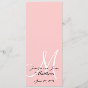 Bröllop kyrkans program Monogram Soft Rosa & White
