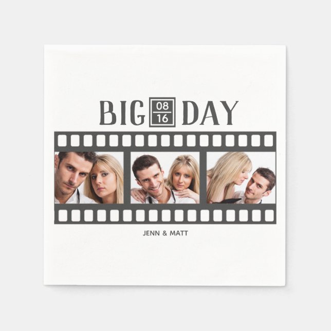 Bröllop Lägg till 3 foton, Roligt, film Pappersservett (Framsidan)