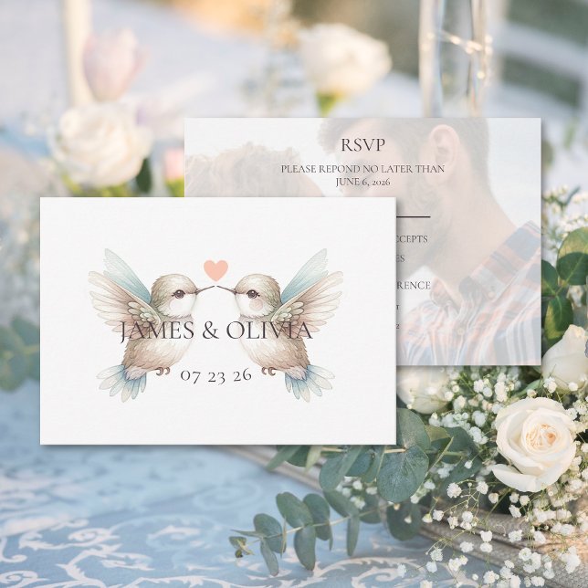 Bröllop Lägg till bild OSA kort (Adorable Wedding Add Photo RSVP Card (front and back))