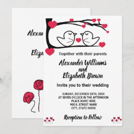 Bröllop Land Chic Love Bird Inbjudningar