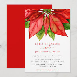 Bröllop Large Red Poinsettia Inbjudningar