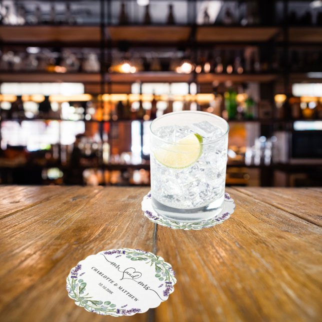 Bröllop lavender eucalyptus Mrs. namn Underlägg Papper (Skapare uppladdad)