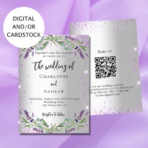 Bröllop lavender silver eucalyptus QR- kodade OSA Inbjudningar