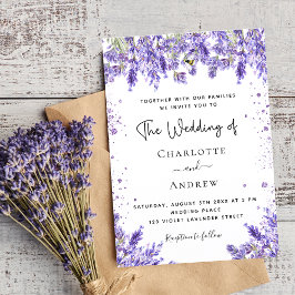Bröllop lavender violet blommigt lyx inbjudningar