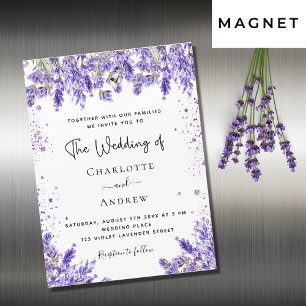 Bröllop lavender violet blommigt lyx magnetisk inbjudningskort
