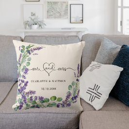Bröllop lavender wandebeige, fru namn kudde