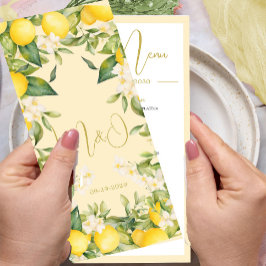 Bröllop Lemon Citrus Summer Monogram Menu Meny