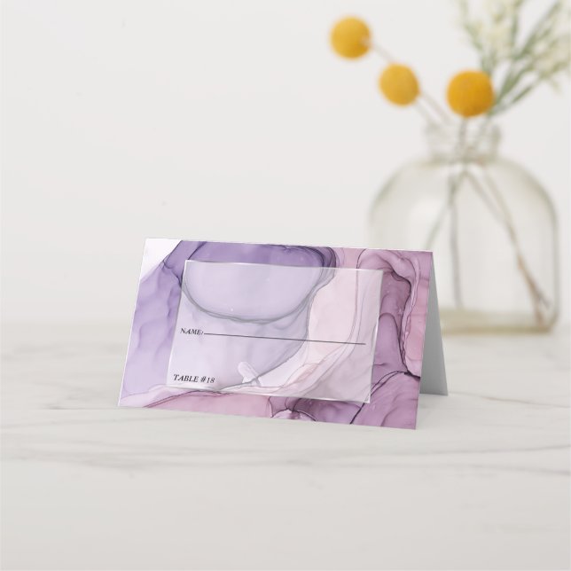 Bröllop Lila Exotisk Blommigt Placeringskort (Framsida)