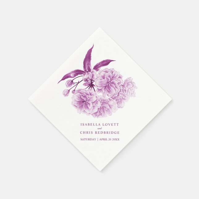 Bröllop lila Mauve blommar blommigt napkins Pappersservett (Hörn)