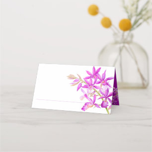 Bröllop lila orchid blommans vattenfärg placeringskort
