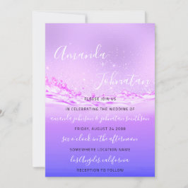Bröllop Lila Rosa Spark Bubbles Aqua Inbjudningar