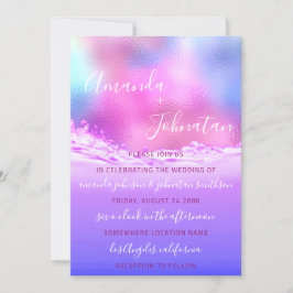 Bröllop Lila Rosa Spark Bubbles Ocean Inbjudningar