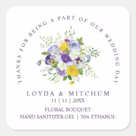Bröllop Lilac & Gult Shades Blommigt Bouquet Fyrkantigt Klistermärke