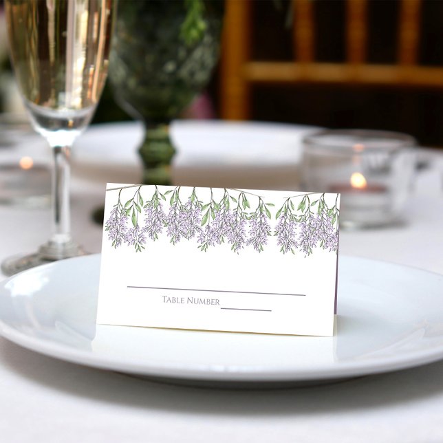 Bröllop Lilac Lavender Blommigt Reception Sittplat Placeringskort (With template for name and table number. Wedding place card template. )