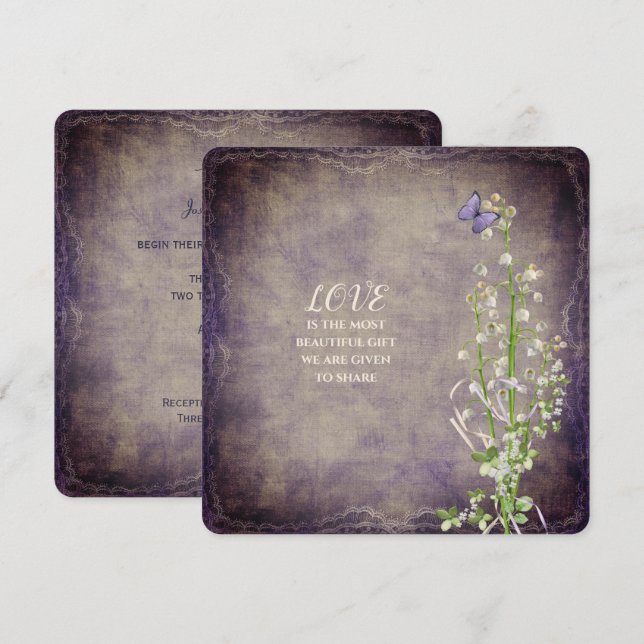 Bröllop Lily i vintagen Valley Inbjudningar (Fram/baksida)