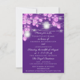 Bröllop Ljus Burk Glitter Rosa Lila  Violet  Inbjudningar