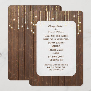 Bröllop Ljus om barn Wood-inbjudan Inbjudningar