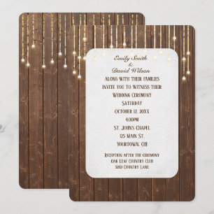 Bröllop Ljus om barn Wood-inbjudan Inbjudningar