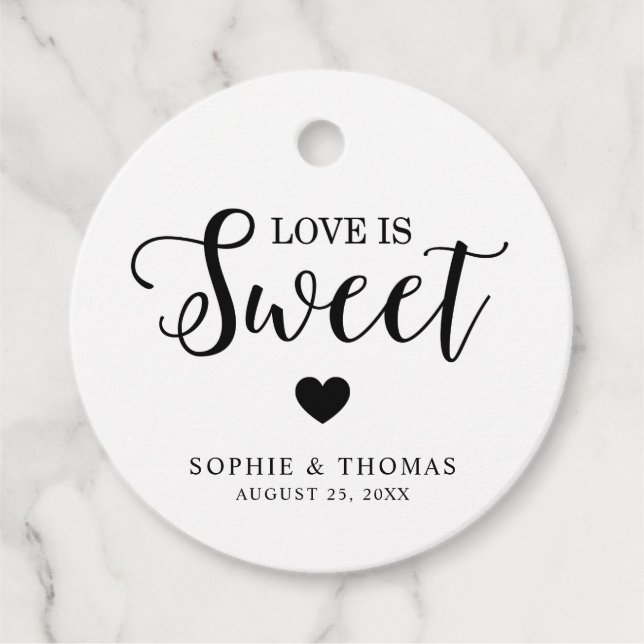 Bröllop Ljuvlig Kärlek Rund Gåvor Etiketter (Framsida)