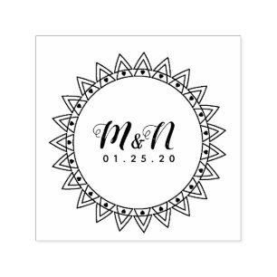 Bröllop Logotyp Art Hjärtcirkel Hand Ritad Självfärgande Stämpel