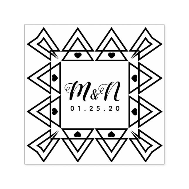 Bröllop Logotyp Linjekonst Hjärt Geo Dekor Handrit Självfärgande Stämpel (Design)