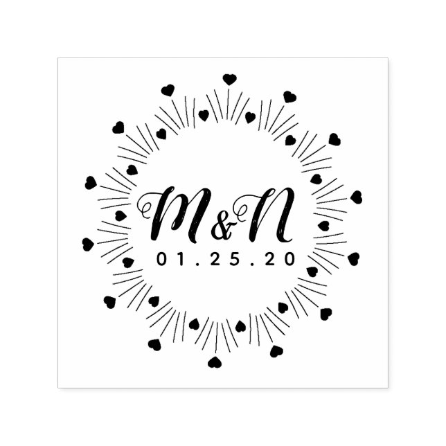 Bröllop Logotyp Minimalist Line Art Hand plockade  Självfärgande Stämpel (Design)