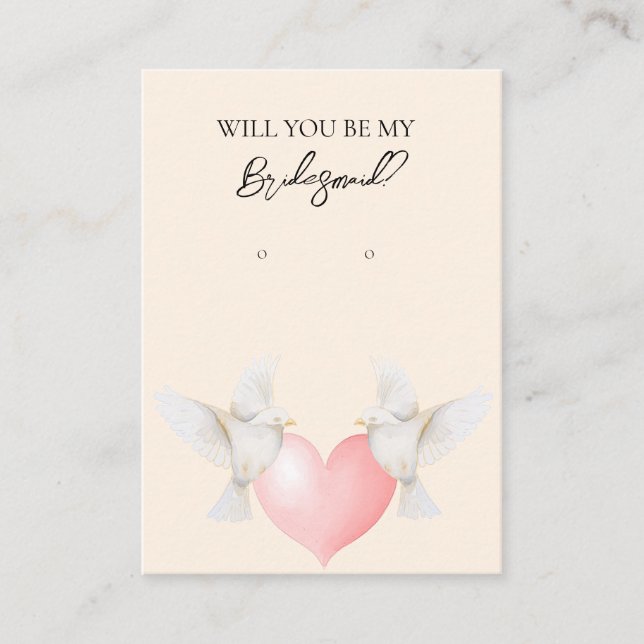 Bröllop Love Bird Bridesmaid Earring Visning Card Visitkort (Framsida)
