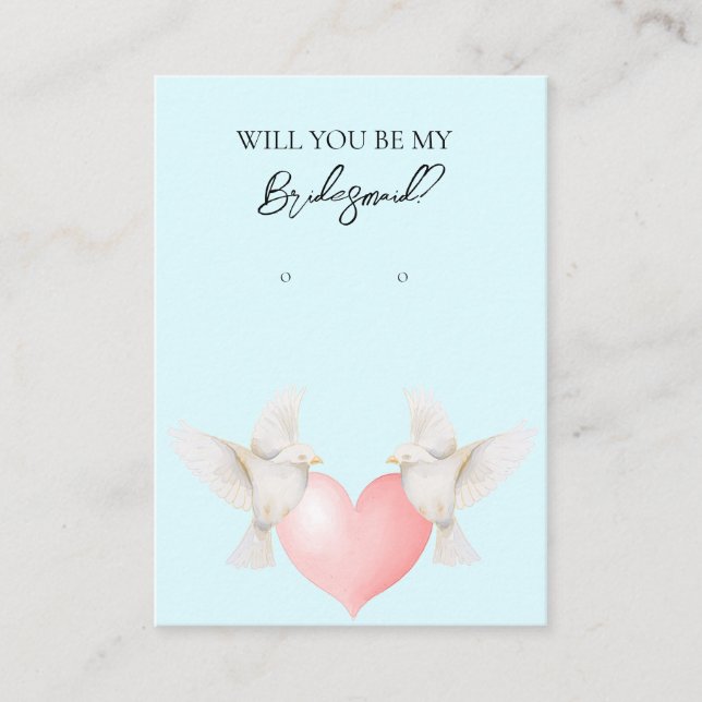 Bröllop Love Bird Bridesmaid Earring Visning Card Visitkort (Framsida)