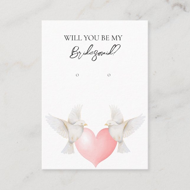 Bröllop Love Bird Bridesmaid Earring Visning Card Visitkort (Framsida)