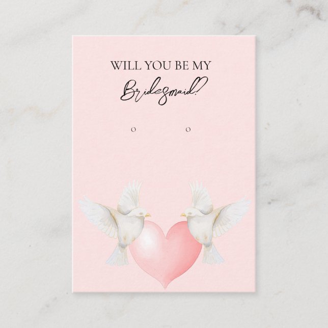 Bröllop Love Bird Bridesmaid Earring Visning Card Visitkort (Framsida)