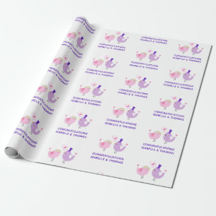 Bröllop Love Bird Cute Bride Groom Namn Presentpapper