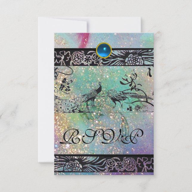 BRÖLLOP LOVE BIRDS MONOGRAM OSA svart grönt (Framsida)