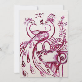 BRÖLLOP LOVE BIRDS MONOGRAM Red Rosa White Pearl Meddelande