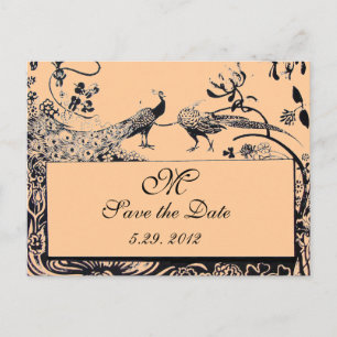 BRÖLLOP LOVE BIRDS MONOGRAM svartvit rosa Vykort
