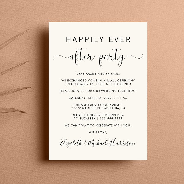 Bröllop Lyckliga Slut Festmottagning Krem Inbjudningar (From private vows to a grand party - invite family and friends to celebrate your marriage!)