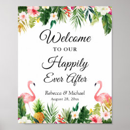 Bröllop, lyckligtvis allt efter den tropiska Blomm Poster