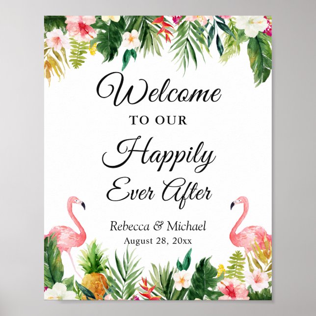 Bröllop, lyckligtvis allt efter den tropiska Blomm Poster (Framsidan)