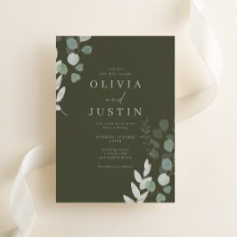 Bröllop lyx: Divine Olive Greenery Bröllop Inbjudningar