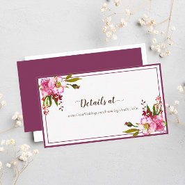 Bröllop Magenta Rosa Coral Blommigt Tilläggskort