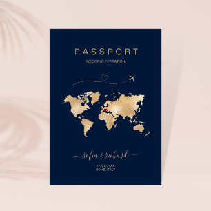 Bröllop-målpasset World Map Modern Invi Inbjudan