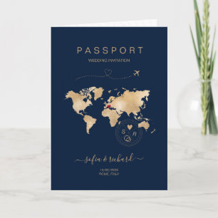 Bröllop-målpasset World Map Modern Invi Inbjudan