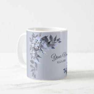 Bröllop Marinblå Blommig Silvergrå Fest Elegant Kaffemugg
