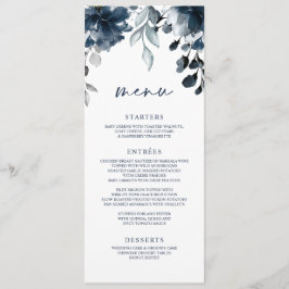 Bröllop Marinblå Blommor Grönska Silver Meny