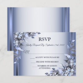 Bröllop marinblått Blommigt Silver Grått Party OSA Kort