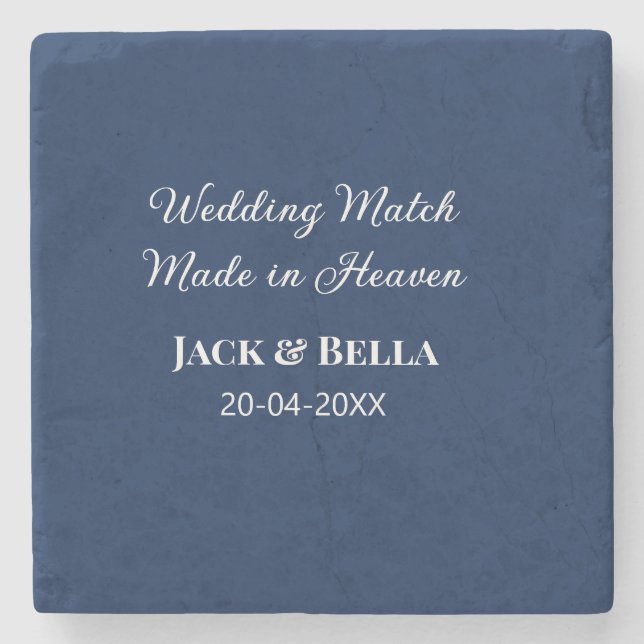 Bröllop Match gjord i himmelens bröllop gynnar blå Stenunderlägg (Framsidan)